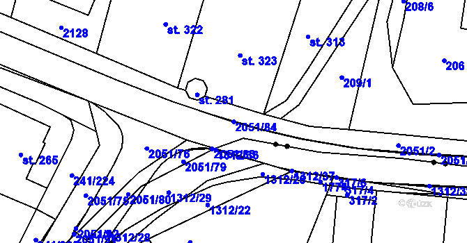 Parcela st. 2051/84 v KÚ Kelč-Nové Město, Katastrální mapa