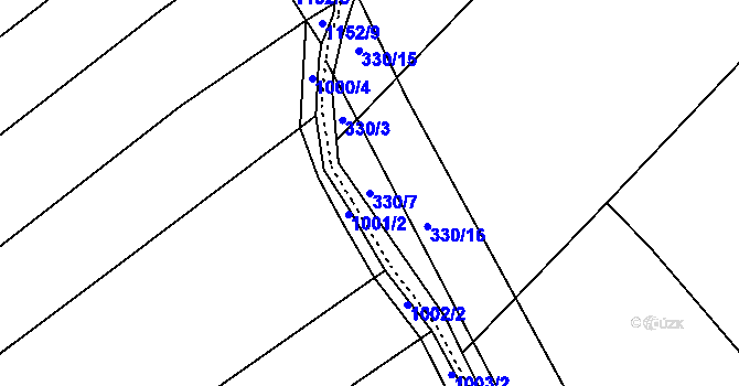 Parcela st. 330/7 v KÚ Kelč-Nové Město, Katastrální mapa