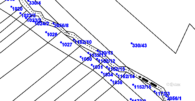 Parcela st. 330/13 v KÚ Kelč-Nové Město, Katastrální mapa