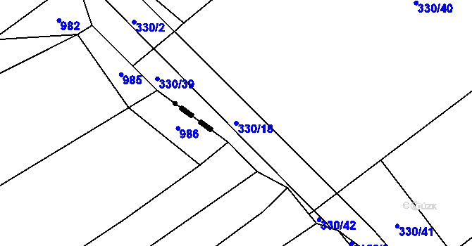 Parcela st. 330/18 v KÚ Kelč-Nové Město, Katastrální mapa