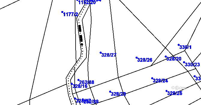Parcela st. 328/27 v KÚ Kelč-Nové Město, Katastrální mapa