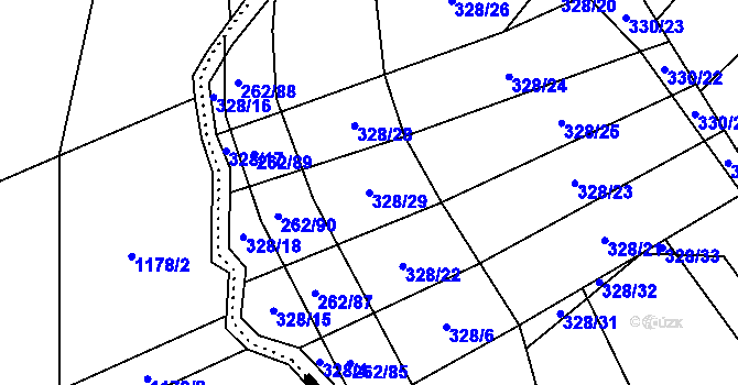 Parcela st. 328/29 v KÚ Kelč-Nové Město, Katastrální mapa