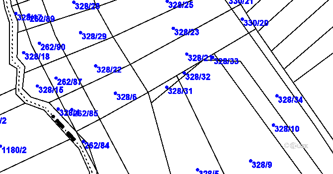 Parcela st. 328/31 v KÚ Kelč-Nové Město, Katastrální mapa
