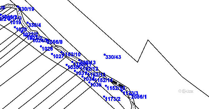 Parcela st. 330/43 v KÚ Kelč-Nové Město, Katastrální mapa