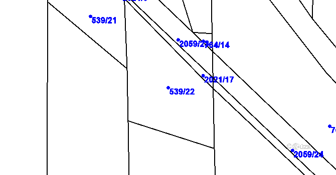 Parcela st. 539/22 v KÚ Kelč-Nové Město, Katastrální mapa