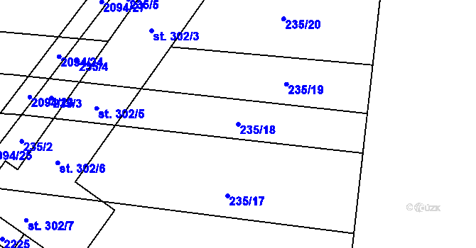 Parcela st. 235/18 v KÚ Kelč-Nové Město, Katastrální mapa