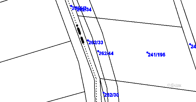 Parcela st. 262/44 v KÚ Kelč-Nové Město, Katastrální mapa