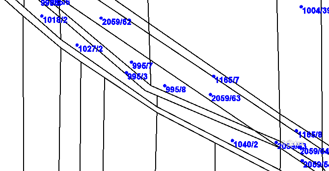 Parcela st. 995/8 v KÚ Kelč-Nové Město, Katastrální mapa