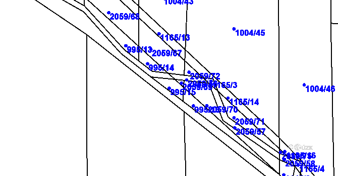 Parcela st. 995/15 v KÚ Kelč-Nové Město, Katastrální mapa