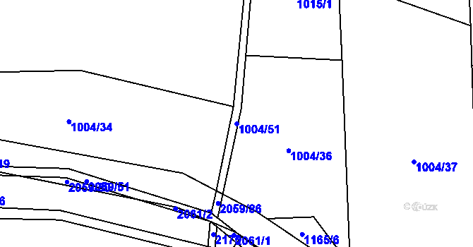 Parcela st. 1004/51 v KÚ Kelč-Nové Město, Katastrální mapa