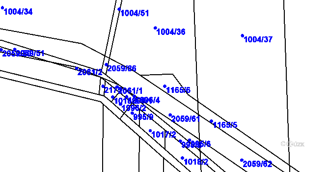 Parcela st. 1165/6 v KÚ Kelč-Nové Město, Katastrální mapa