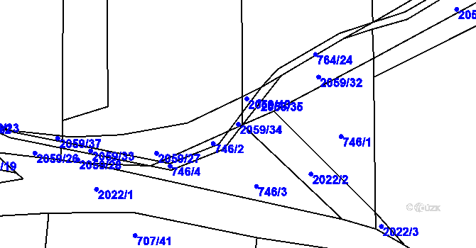 Parcela st. 2059/34 v KÚ Kelč-Nové Město, Katastrální mapa