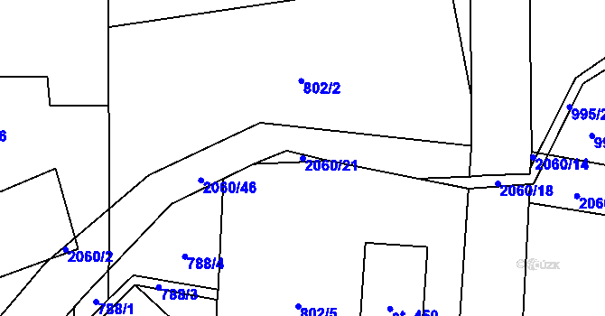 Parcela st. 2060/21 v KÚ Kelč-Nové Město, Katastrální mapa
