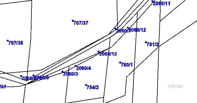 Parcela st. 2060/13 v KÚ Kelč-Nové Město, Katastrální mapa