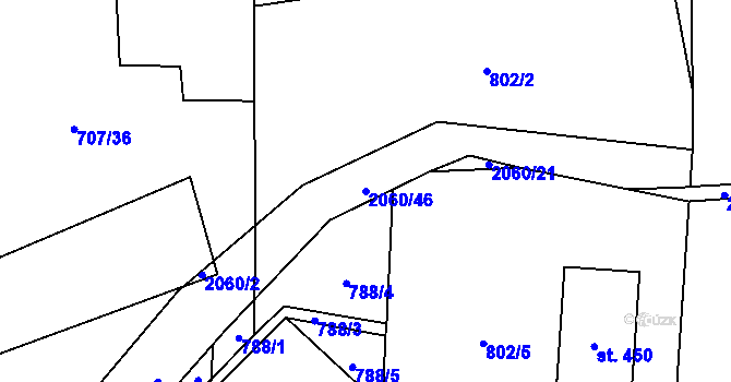 Parcela st. 2060/46 v KÚ Kelč-Nové Město, Katastrální mapa