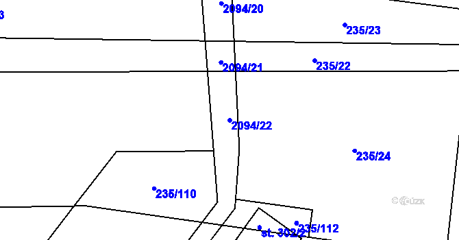 Parcela st. 2094/22 v KÚ Kelč-Nové Město, Katastrální mapa