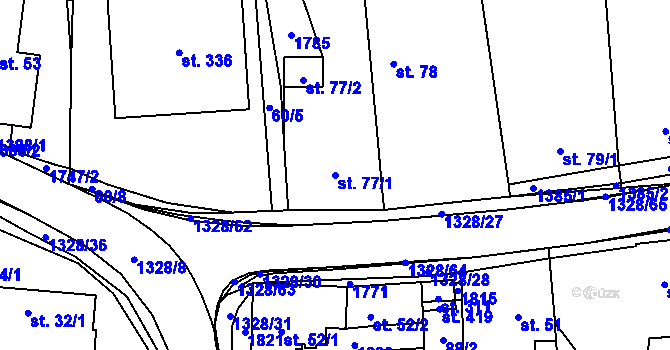 Parcela st. 77/1 v KÚ Kelč-Staré Město, Katastrální mapa