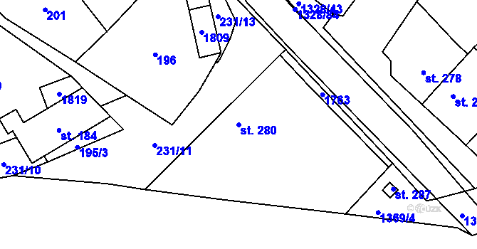 Parcela st. 280 v KÚ Kelč-Staré Město, Katastrální mapa