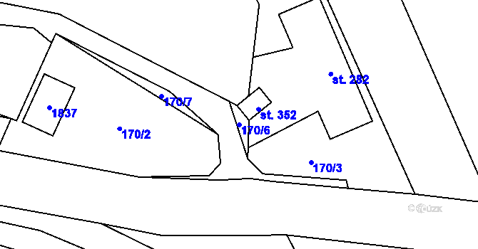 Parcela st. 170/6 v KÚ Kelč-Staré Město, Katastrální mapa