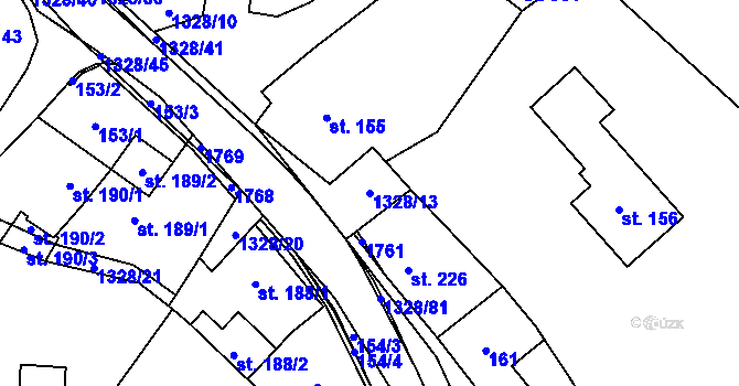 Parcela st. 1328/13 v KÚ Kelč-Staré Město, Katastrální mapa