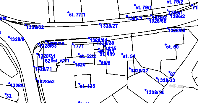 Parcela st. 419 v KÚ Kelč-Staré Město, Katastrální mapa