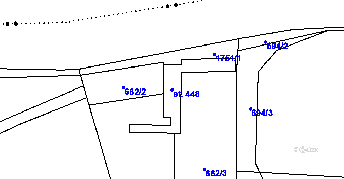 Parcela st. 448 v KÚ Kelč-Staré Město, Katastrální mapa