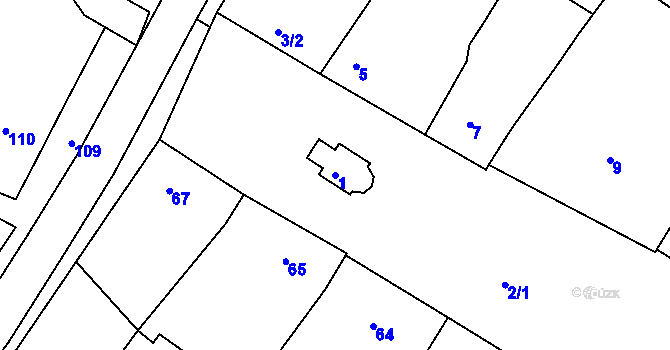 Parcela st. 1 v KÚ Kelčany, Katastrální mapa