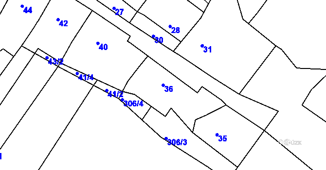 Parcela st. 36 v KÚ Kelčany, Katastrální mapa