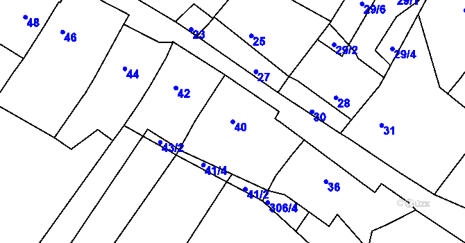 Parcela st. 40 v KÚ Kelčany, Katastrální mapa