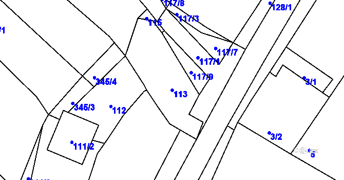 Parcela st. 113 v KÚ Kelčany, Katastrální mapa