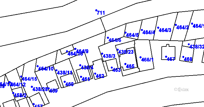 Parcela st. 438/3 v KÚ Kelčany, Katastrální mapa