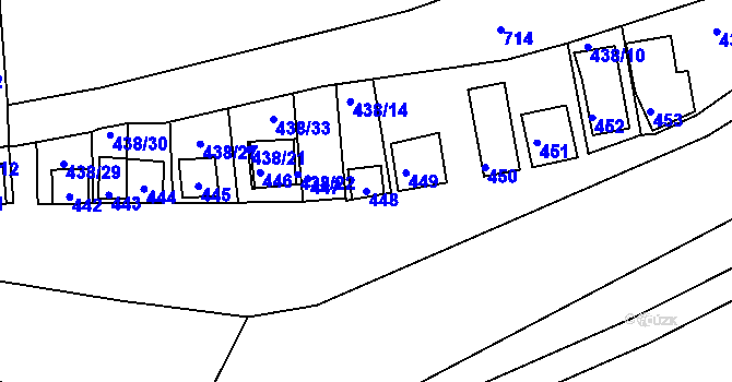 Parcela st. 448 v KÚ Kelčany, Katastrální mapa
