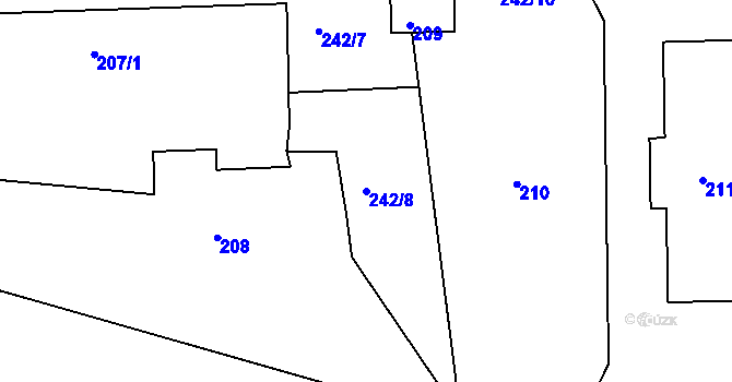 Parcela st. 242/8 v KÚ Kelčany, Katastrální mapa