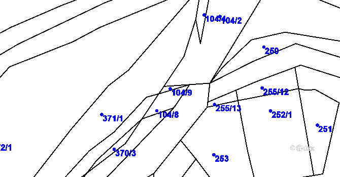 Parcela st. 104/9 v KÚ Kelčany, Katastrální mapa