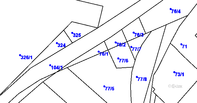 Parcela st. 76/1 v KÚ Kelčany, Katastrální mapa