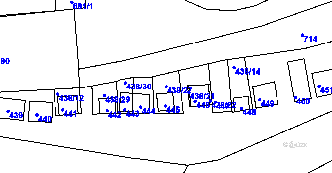Parcela st. 438/27 v KÚ Kelčany, Katastrální mapa