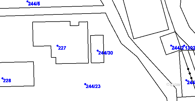 Parcela st. 244/30 v KÚ Kelčany, Katastrální mapa