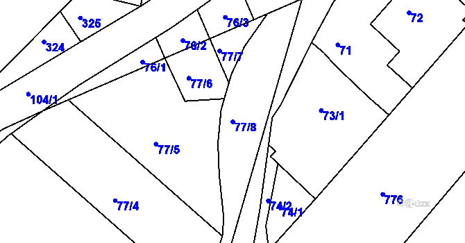 Parcela st. 77/8 v KÚ Kelčany, Katastrální mapa