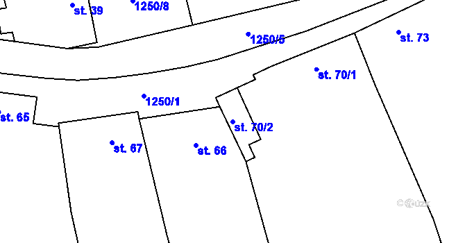 Parcela st. 70/2 v KÚ Kelníky, Katastrální mapa