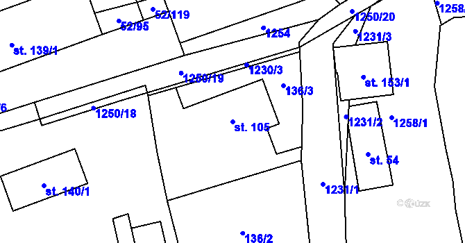 Parcela st. 105 v KÚ Kelníky, Katastrální mapa