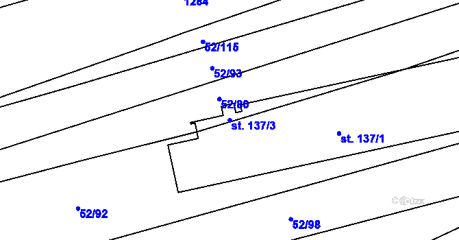 Parcela st. 137/3 v KÚ Kelníky, Katastrální mapa