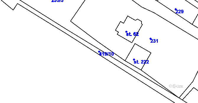 Parcela st. 419/10 v KÚ Kerhartice, Katastrální mapa