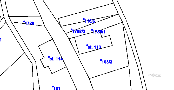 Parcela st. 113 v KÚ Kerhartice, Katastrální mapa