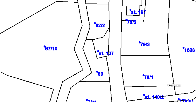 Parcela st. 137 v KÚ Kerhartice, Katastrální mapa