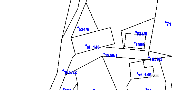 Parcela st. 146 v KÚ Kerhartice, Katastrální mapa