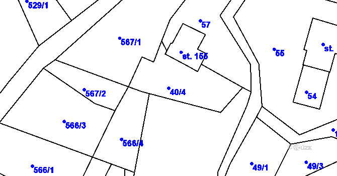 Parcela st. 40/4 v KÚ Kerhartice, Katastrální mapa