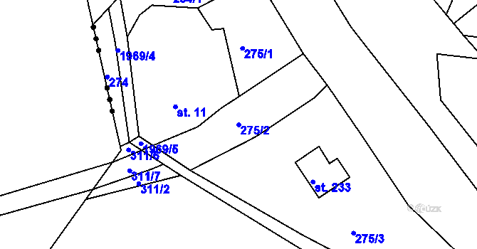 Parcela st. 275/2 v KÚ Kerhartice, Katastrální mapa