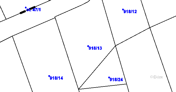 Parcela st. 918/13 v KÚ Staré Kestřany, Katastrální mapa