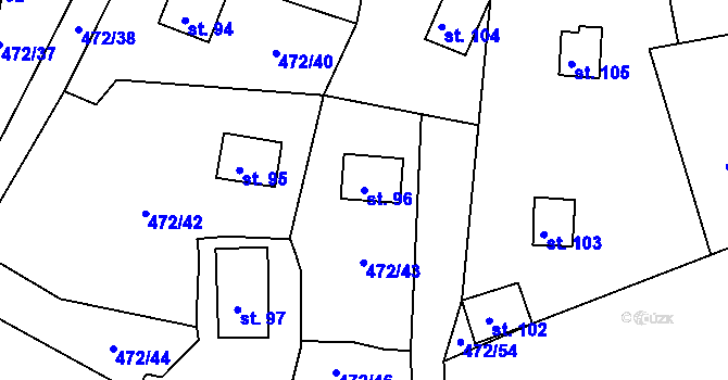 Parcela st. 96 v KÚ Zátaví, Katastrální mapa