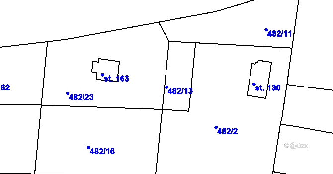 Parcela st. 482/13 v KÚ Zátaví, Katastrální mapa